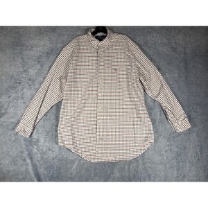 Ralph Lauren Yarmouth Men 16.5 35 Button Down Shirt Tattersall Check Cotton Blue